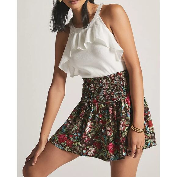 Anthropologie High Rise Silky Smocked Pull On Shorts Brown Women's Size Large - Picture 8 of 8